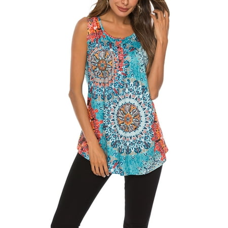 Femmes sans manches longue Robe Débardeur en Coton Haut Tunique High Split T-shirt Chemisier Plus